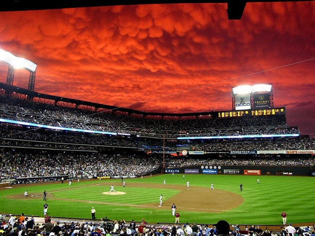 5. Red clouds over the stadium