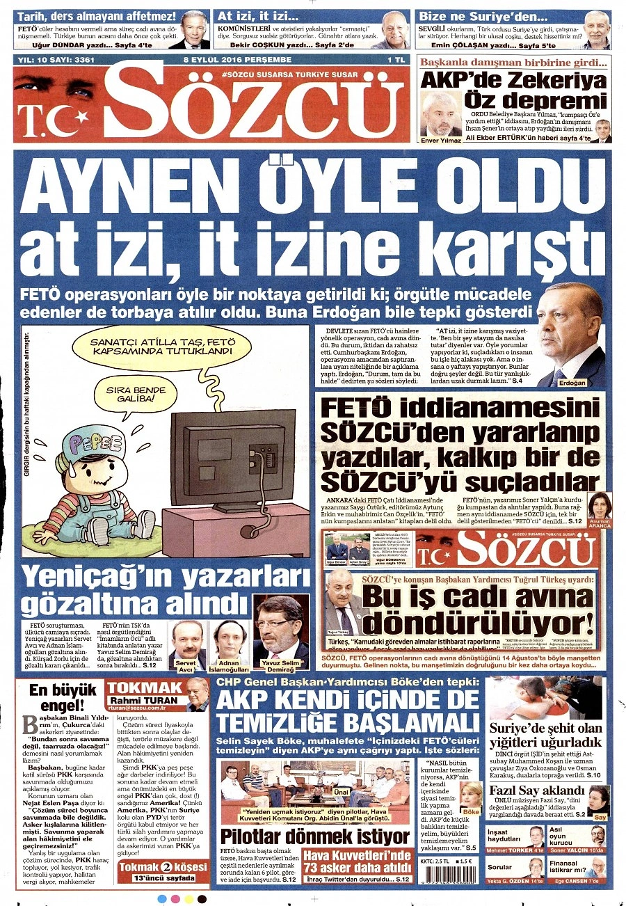 Gazetelerde Bugün | 8 Eylül Perşembe