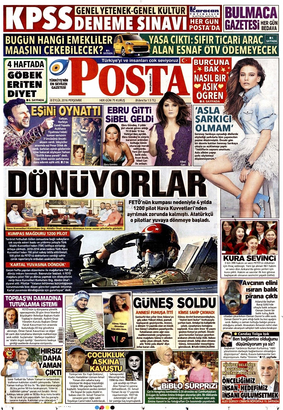 Gazetelerde Bugün | 8 Eylül Perşembe