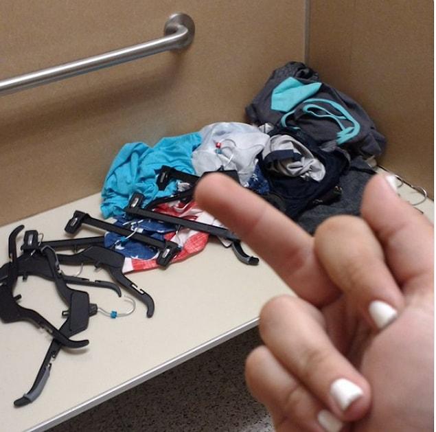 7. People who think they can leave the fitting room like this.