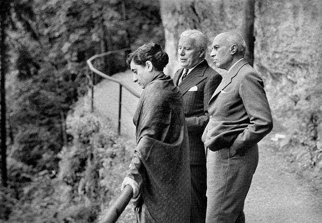 1. Indira Gandhi, Charlie Chaplin and Jawaharlal Nehru in Switzerland, 1953