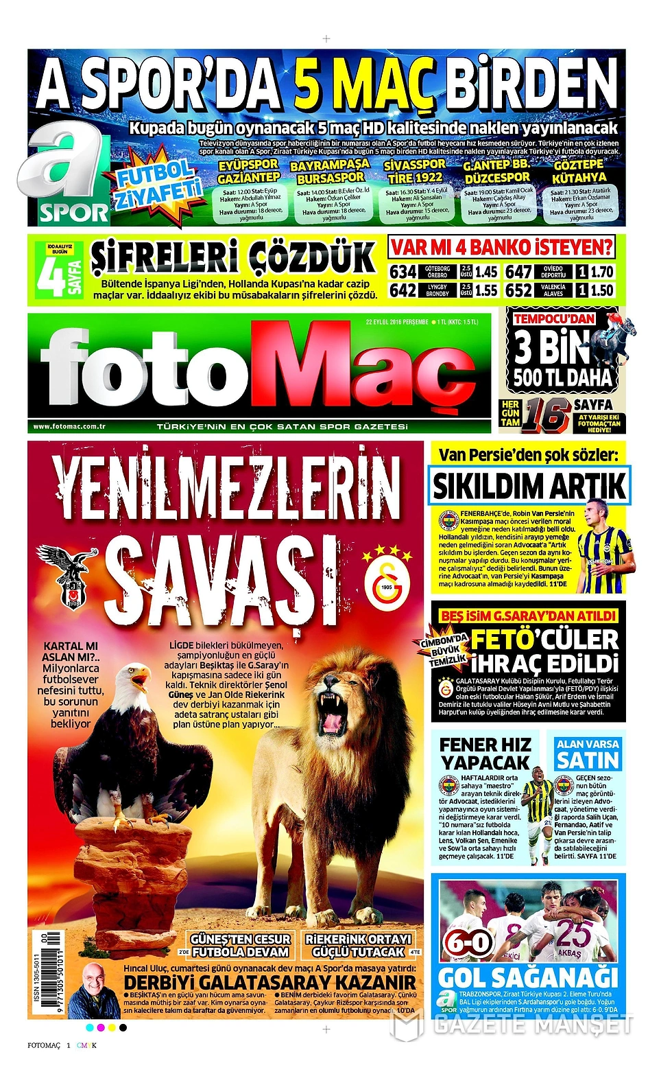 Gazetelerde Bugün | 22 Eylül Perşembe