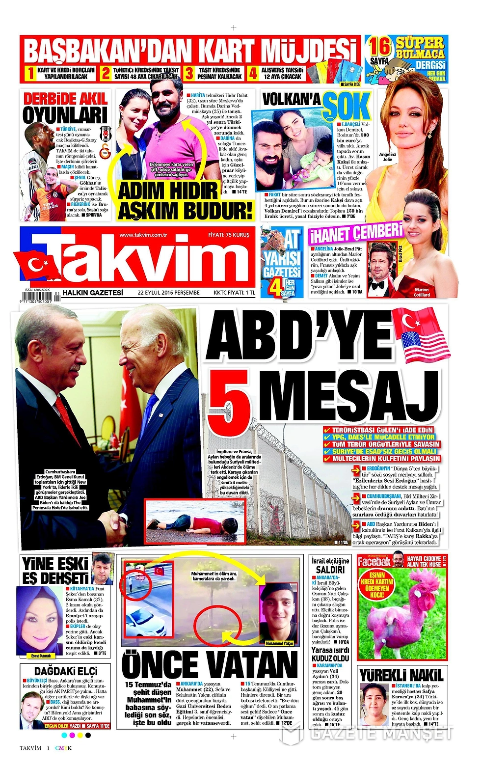 Gazetelerde Bugün | 22 Eylül Perşembe