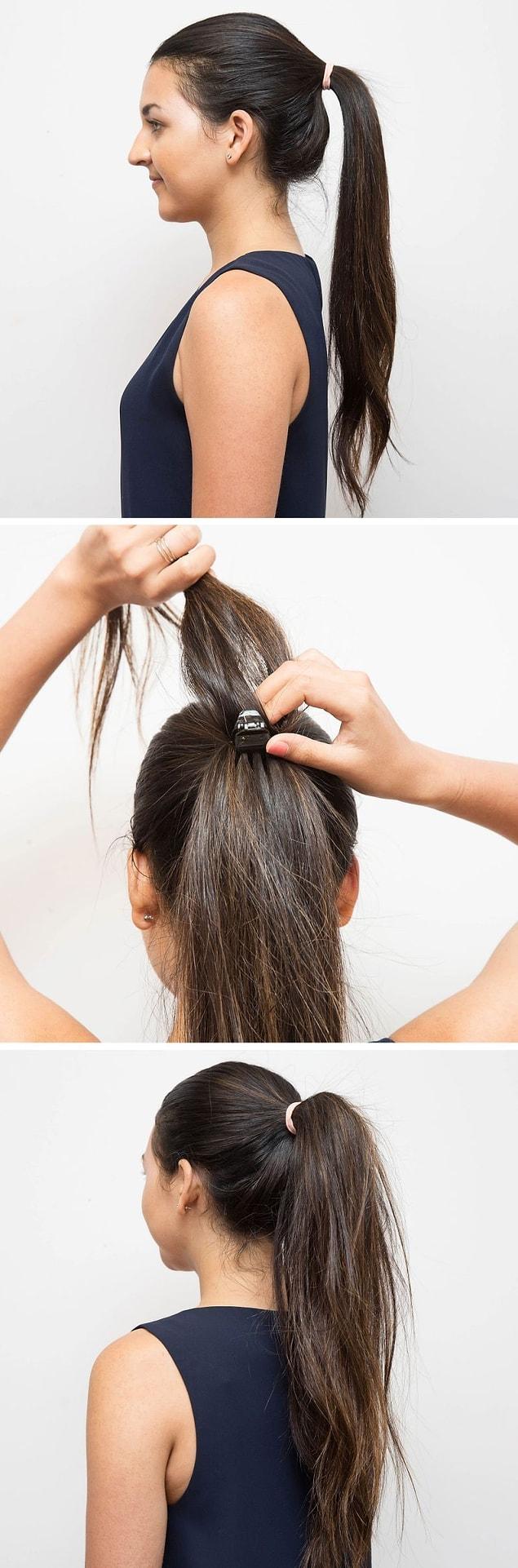 5. You can add an extra hair clip to your ponytail to make it look bigger.
