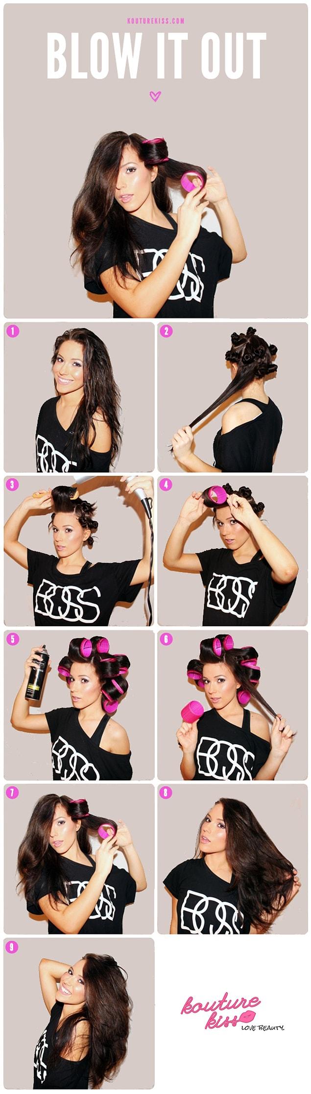 16. You can also style your hair with big hair rollers like shown below.