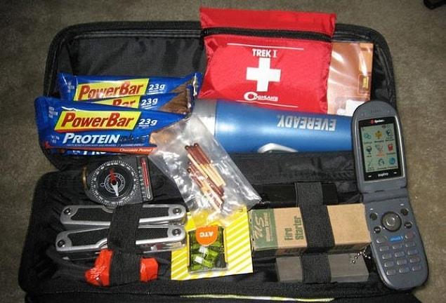 15. In case of unforeseen problems, always carry a survival kit in your car — an old-fashioned, reliable cell phone or a spare phone battery; a supply of water and food; warm clothes or a blanket; a first aid kit.