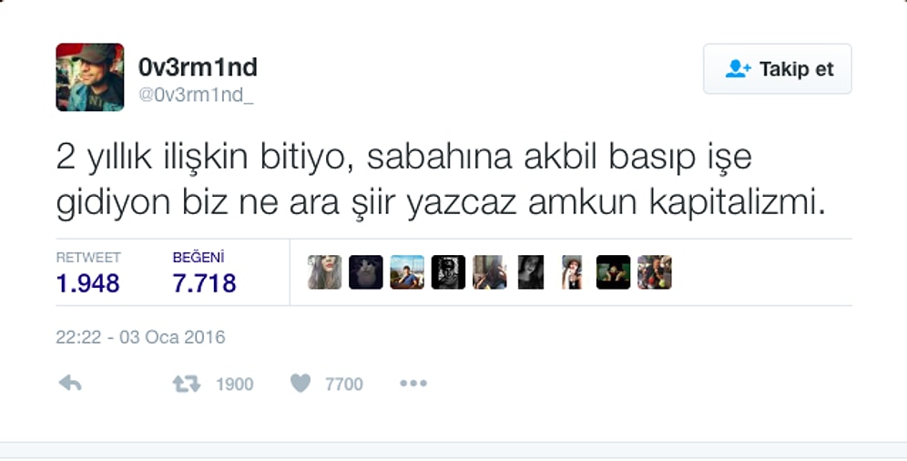 Twitter'ın Muhabbet Canavarı 0v3rm1nd'tan Birbirinden Güzel 19 Tweet
