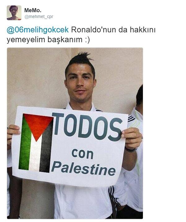 12. Ronaldo Filistin'i hiç unutmadı