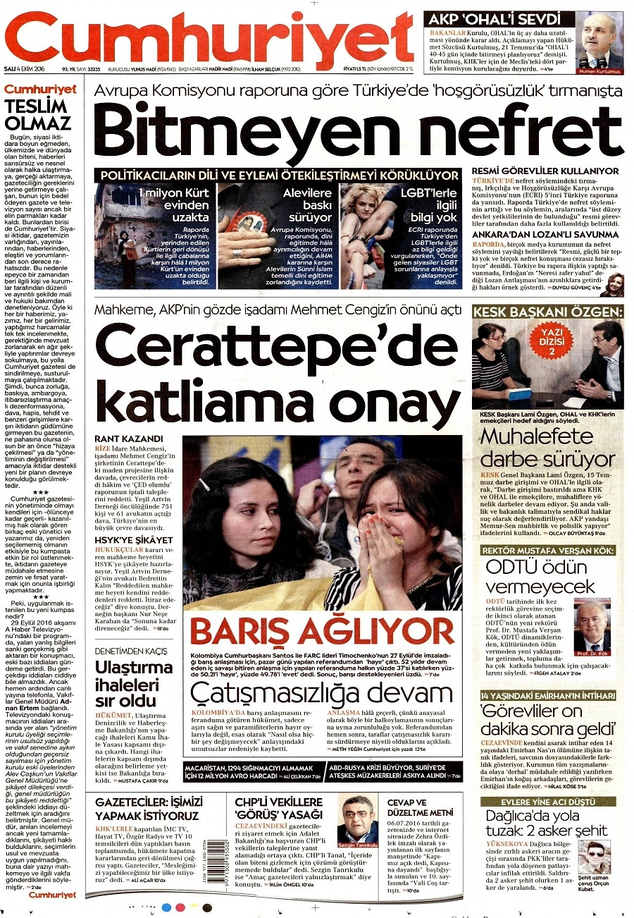 Gazetelerde Bugün | 4 Ekim Salı