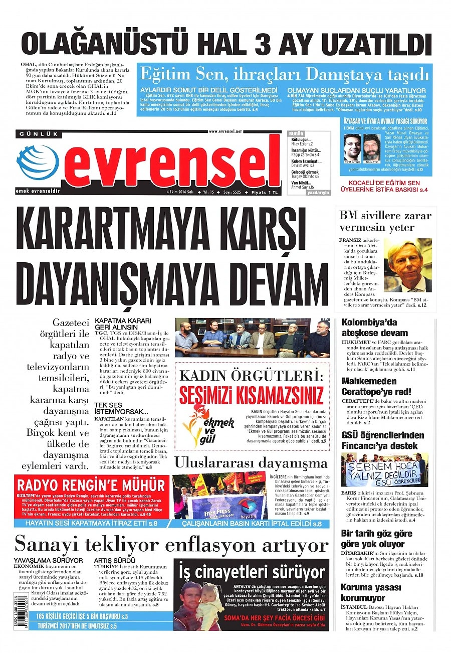 Gazetelerde Bugün | 4 Ekim Salı