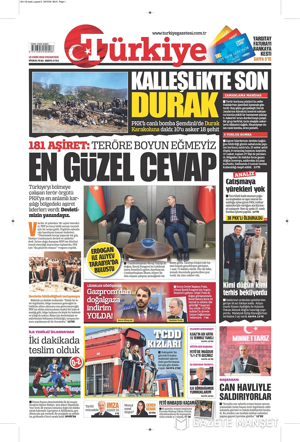 Gazetelerde Bugün | 10 Ekim Pazartesi