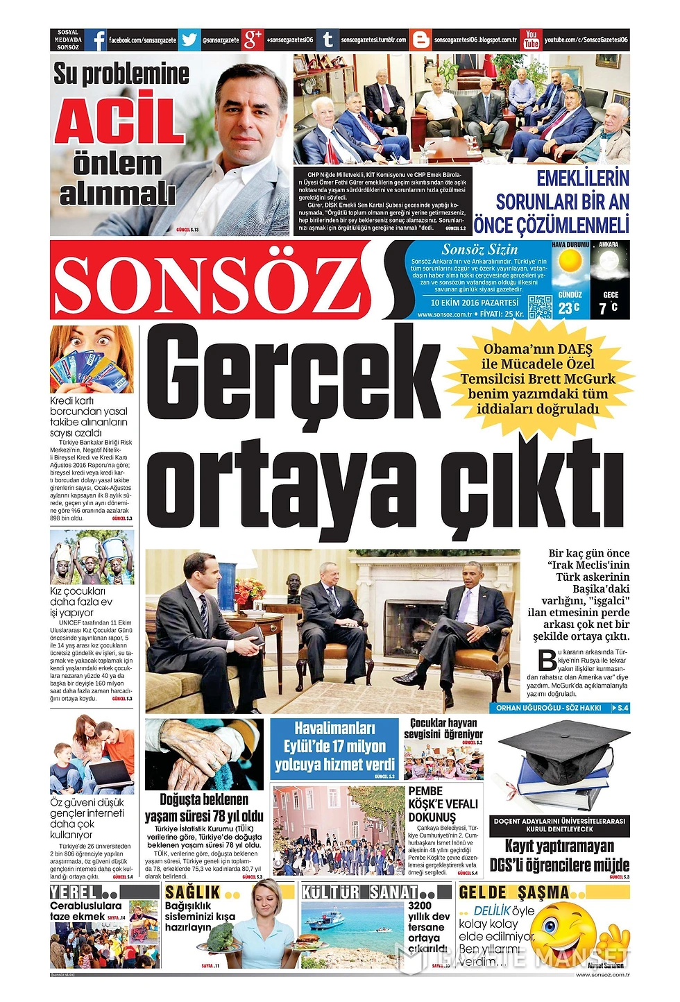 Gazetelerde Bugün | 10 Ekim Pazartesi