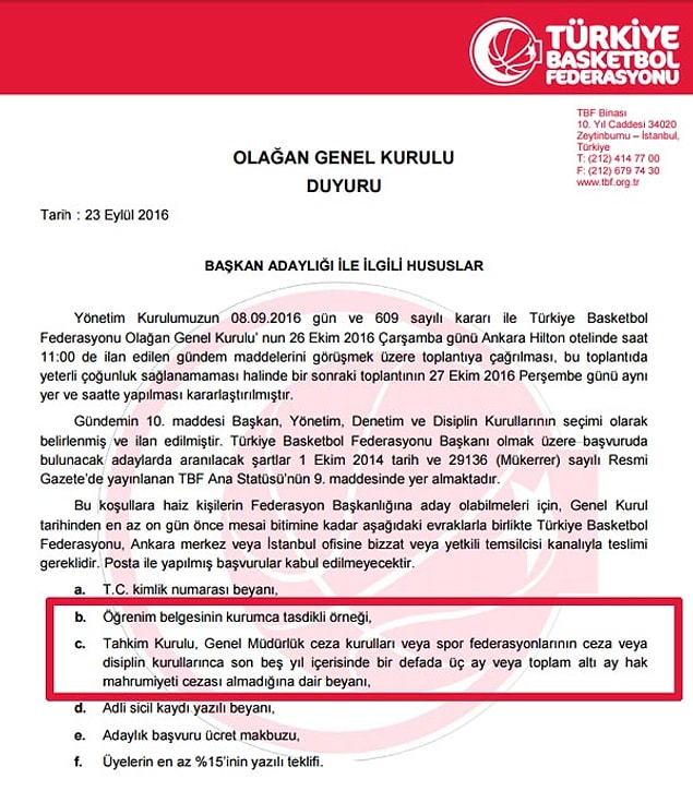 Hidayet'in başkan olabilmesi için bir engel bulunuyor FIBA’dan aldığı 6 ay ceza