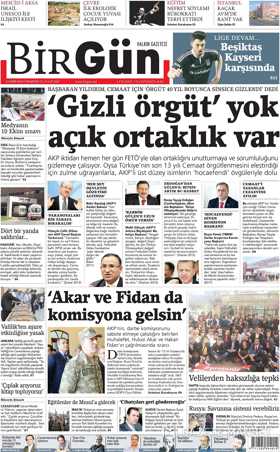 Gazetelerde Bugün | 15 Ekim Cumartesi