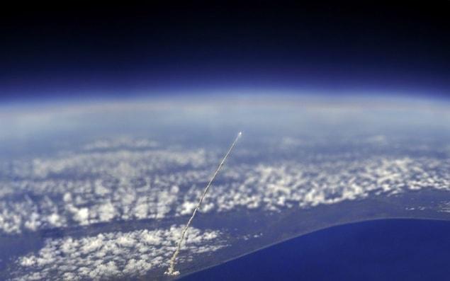 22. A photo of the space shuttle Atlantis seen from International Space Station