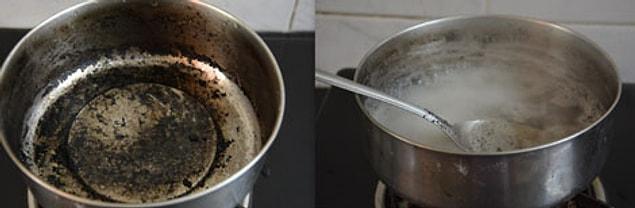 16. Pour some coke inside a pan overnight to remove the stains from burnt food!