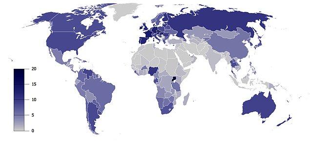 14. Dünyada en çok alkol tüketen ülkeler şöyle gözükmekte: