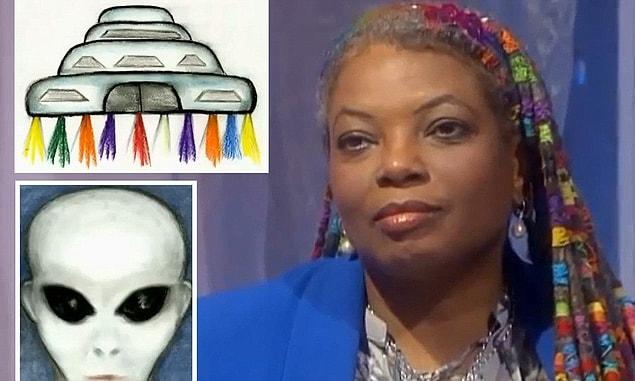 Cohen even drew pictures of both the UFO that travels with her "spirit guides," and a grey race of alien with whom she interacts.