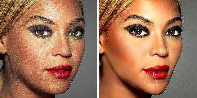 9. Aşırı ağır makyajlı Beyonce.