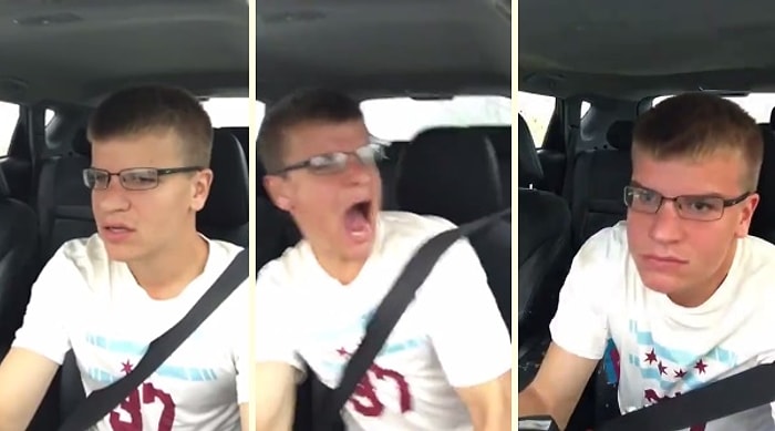 Araç İçinde Şarkı Söylerken Bir Anda Tepetaklak Olan Eleman