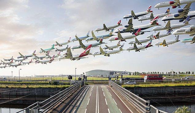 4. Londra Heathrow Havaalanı'na sabah saatlerinde iniş yapan uçaklar Asya ve Kuzey Amerika'dan geliyor.
