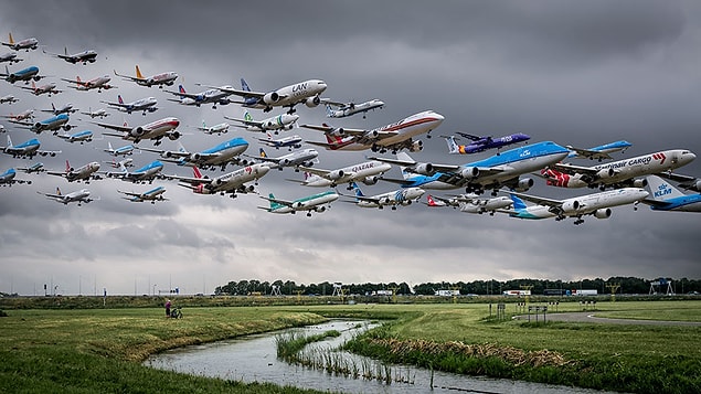 6. Amsterdam Schiphol Havaalanı'nda fırtınalı hava.
