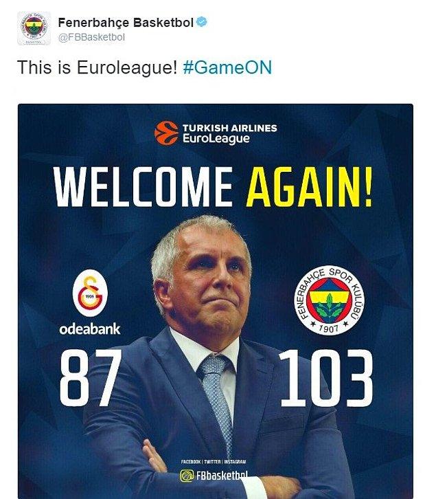 Fenerbahçe'den Galatasaray'a: "Tekrar hoş geldiniz."