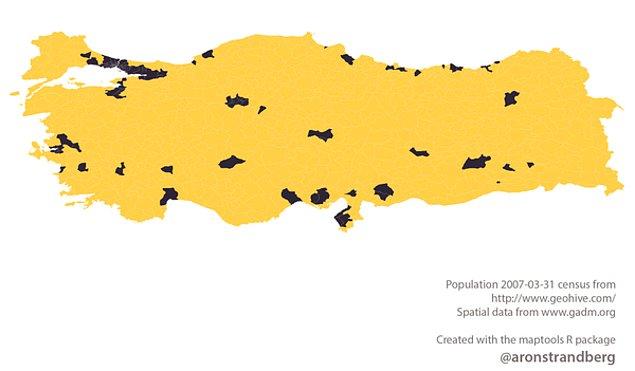 5. Türkiye'de de durum bu: Koyu bölgelerde nüfusun yarısı yaşıyor.