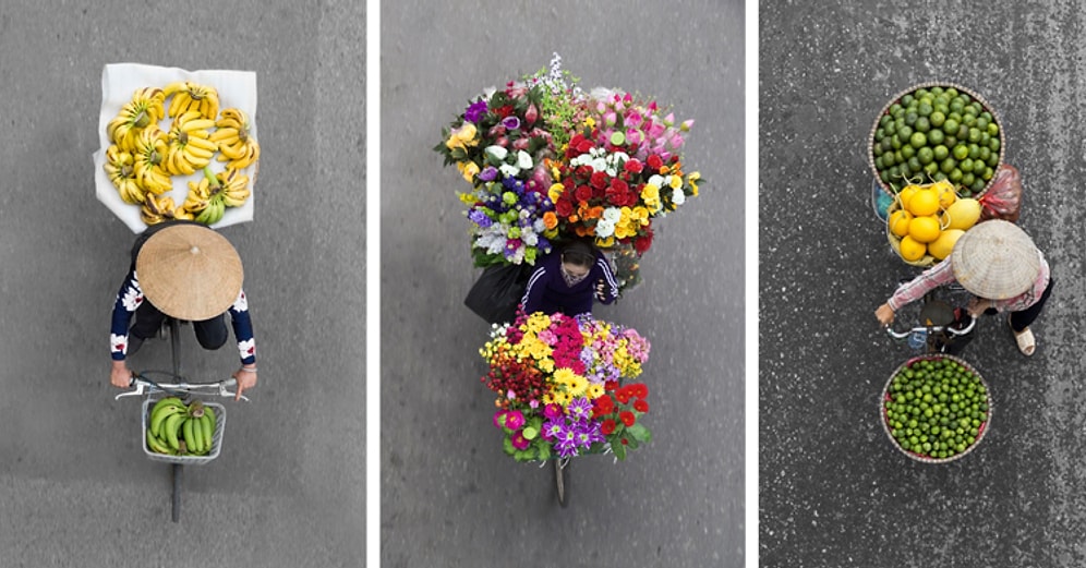 Vietnam Sokaklarını Renge Boğan Seyyar Satıcılardan Tablo Tadında 12 Kuş Bakışı Fotoğraf