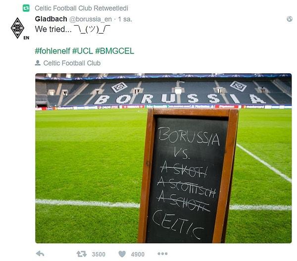 Celtic kulübü ise, rakibinin bu paylaşımını retweetliyor.