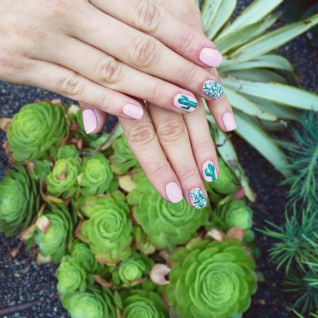 6. If you think succulents will create trouble for you, you can just join this beauty trend with some nail art!