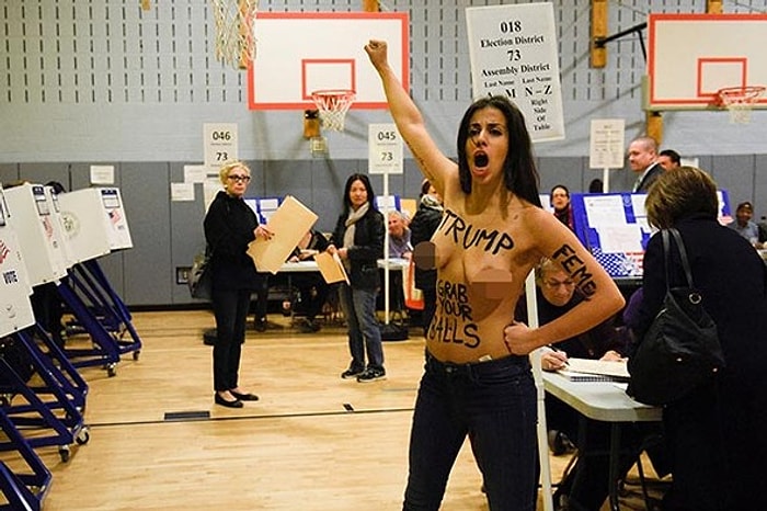 Trump'ın Oy Kullandığı Salonda FEMEN Protestosu: İki Kadın Gözaltına Alındı