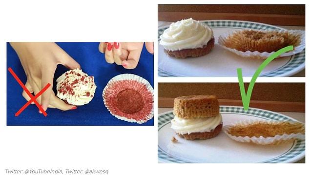 7. Psst! We're gonna give you the secret of how to eat a cupcake properly!
