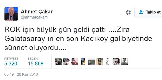 Laf Sokma Sanatında Master Yapmış Ahmet Çakar'dan 15 İğneleyici Tweet