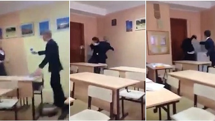 Kendisine Şaka Yapan Arkadaşını Tekme Tokat Döven Öğrenci