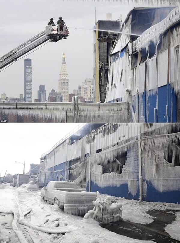 3. Горящий склад, превратившийся в ледяной замок