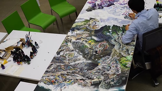 Günde 10 Saatini Harcayıp 3,5 Senede Bu Devasa Tabloyu Bitiren Japon Artist