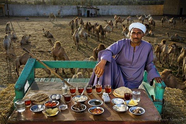 1. Saleh Abdul Fadlallah, Mısır'da deve güdüyor. Bir günde 3,200 kalori ile besleniyor.