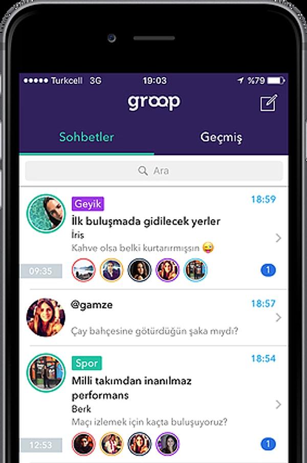 Şu an beta versiyonuyla kullanıcılarına ulaşan Groop, çok yakında konuşmaları izleme/izletme, özel sohbet odası açabilme gibi özelliklerle kullanıcı etkileşimini artırmayı hedefliyor.
