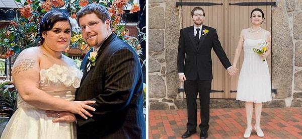 12. Evliliklerinin 4. yıldönümünde fotoğraflara bakarken karar veren çift 1 buçuk yıl içinde 103kg kaybetti.