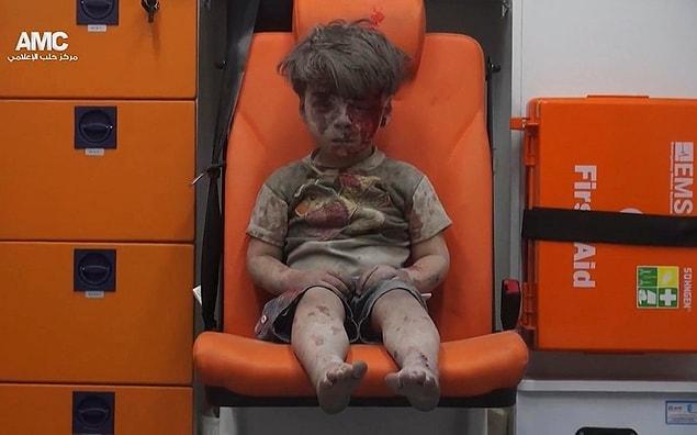 38. 5-year-old Omran Daqneesh became a haunting symbol of the violence engulfing Syria. He was pulled from the rubble after his home was destroyed by Syrian and Russian airstrikes in eastern Aleppo.