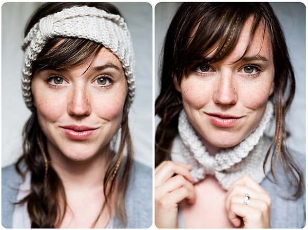 28. Вязаный шарф-повязка для волос