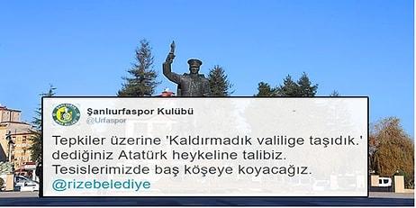 Şanlıurfaspor Taraftarlarından Rize Belediyesi'ne: 'Kaldırmadık Valiliğe Taşıdık Dediğiniz Atatürk Heykeline Talibiz'