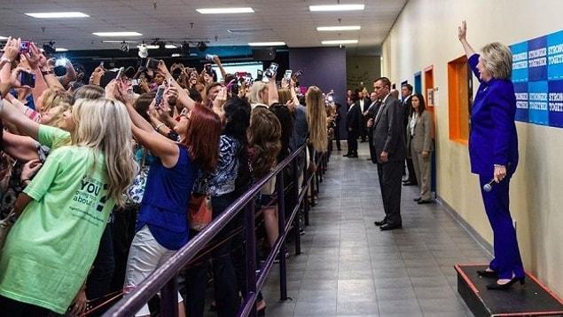 1. This shot of Hilary Clinton who is at the target of millions of selfies.