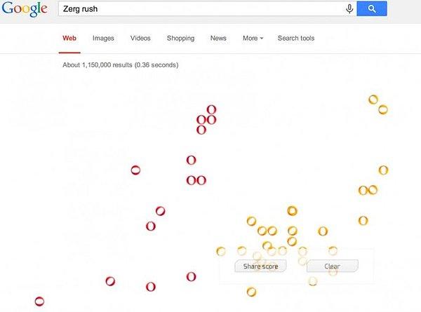 4. Sıkıldınız ve kafa dağıtmak istediniz... Google ile oyun da oynayabilirsiniz. ''Zerg Rush'' bunlardan bir tanesi.