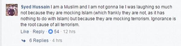 İslam'la değil teröristlerle dalga geçildiği için görüntüleri rahatsız bulmadığını söyleyen insanlar da var.