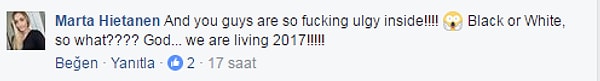 "Ребята, да это вы уродливы внутри!!! Черная или белая - о чем вы?! Боже... Мы живем в 2017!!!!"
