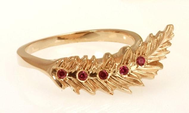 7. The feathery elegance of this ruby ring.