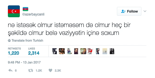 Azerbaycanlı Hesabından Size Azerice'yi Daha da Sevdirecek 19 Yaxşı Tweet