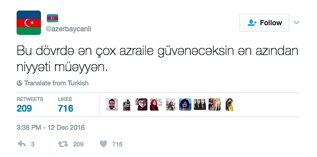 Azerbaycanlı Hesabından Size Azerice'yi Daha da Sevdirecek 19 Yaxşı Tweet